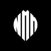 Nmm-Kreisbuchstaben-Logo-Design mit Kreis- und Ellipsenform. nmm Ellipsenbuchstaben mit typografischem Stil. Die drei Initialen bilden ein Kreislogo. Nmm-Kreis-Emblem abstrakter Monogramm-Buchstaben-Markierungsvektor. vektor