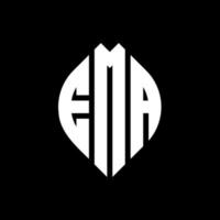 ema cirkel bokstavslogotyp design med cirkel och ellipsform. ema ellips bokstäver med typografisk stil. de tre initialerna bildar en cirkellogotyp. ema cirkel emblem abstrakt monogram brev märke vektor. vektor