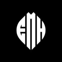 emh-Kreis-Buchstaben-Logo-Design mit Kreis- und Ellipsenform. emh Ellipsenbuchstaben mit typografischem Stil. Die drei Initialen bilden ein Kreislogo. emh Kreisemblem abstrakter Monogramm-Buchstabenmarkierungsvektor. vektor