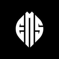 ems cirkelbokstavslogotypdesign med cirkel och ellipsform. ems ellipsbokstäver med typografisk stil. de tre initialerna bildar en cirkellogotyp. ems cirkel emblem abstrakt monogram bokstav märke vektor. vektor