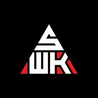 swk-Dreieck-Buchstaben-Logo-Design mit Dreiecksform. swk-Dreieck-Logo-Design-Monogramm. swk-Dreieck-Vektor-Logo-Vorlage mit roter Farbe. swk dreieckiges Logo einfaches, elegantes und luxuriöses Logo. vektor