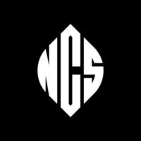 NCS-Kreisbuchstaben-Logo-Design mit Kreis- und Ellipsenform. ncs Ellipsenbuchstaben mit typografischem Stil. Die drei Initialen bilden ein Kreislogo. NCS-Kreis-Emblem abstrakter Monogramm-Buchstaben-Markierungsvektor. vektor