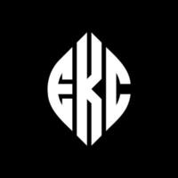 ekc cirkelbokstavslogotyp med cirkel och ellipsform. ekc ellipsbokstäver med typografisk stil. de tre initialerna bildar en cirkellogotyp. ekc cirkel emblem abstrakt monogram bokstav märke vektor. vektor