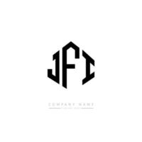 jfi bokstavslogotypdesign med polygonform. jfi polygon och kubform logotypdesign. jfi hexagon vektor logotyp mall vita och svarta färger. jfi monogram, affärs- och fastighetslogotyp.
