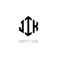 Jik-Buchstaben-Logo-Design mit Polygonform. Jik-Polygon- und Würfelform-Logo-Design. Jik Sechseck-Vektor-Logo-Vorlage in weißen und schwarzen Farben. Jik-Monogramm, Geschäfts- und Immobilienlogo. vektor
