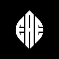 eae-Kreisbuchstaben-Logo-Design mit Kreis- und Ellipsenform. eae Ellipsenbuchstaben mit typografischem Stil. Die drei Initialen bilden ein Kreislogo. eae-Kreis-Emblem abstrakter Monogramm-Buchstaben-Markierungsvektor. vektor