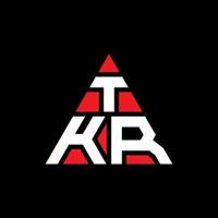 tkr triangel bokstavslogotypdesign med triangelform. tkr triangel logotyp design monogram. tkr triangel vektor logotyp mall med röd färg. tkr triangulär logotyp enkel, elegant och lyxig logotyp.