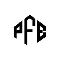 pfe bokstavslogotypdesign med polygonform. pfe polygon och kubform logotypdesign. pfe hexagon vektor logotyp mall vita och svarta färger. pfe-monogram, affärs- och fastighetslogotyp.