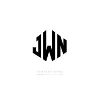 jwn letter logotyp design med polygon form. jwn polygon och kubformad logotypdesign. jwn hexagon vektor logotyp mall vita och svarta färger. jwn monogram, affärs- och fastighetslogotyp.