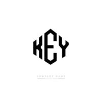 Schlüsselbuchstaben-Logo-Design mit Polygonform. Key-Polygon- und Würfelform-Logo-Design. Schlüssel Sechseck-Vektor-Logo-Vorlage in weißen und schwarzen Farben. schlüsselmonogramm, geschäfts- und immobilienlogo. vektor