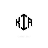 Kia-Brief-Logo-Design mit Polygonform. Kia Polygon- und Würfelform-Logo-Design. Kia Sechseck-Vektor-Logo-Vorlage in weißen und schwarzen Farben. kia-monogramm, geschäfts- und immobilienlogo. vektor