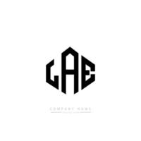 lae-Buchstaben-Logo-Design mit Polygonform. lae Polygon- und Würfelform-Logo-Design. lae Sechseck-Vektor-Logo-Vorlage in weißen und schwarzen Farben. lae monogramm, geschäfts- und immobilienlogo. vektor