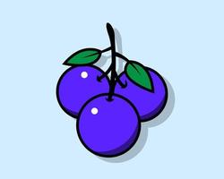 vektor illustration blåbär frukt ikon platt design färgglada.