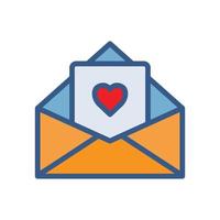 Öffnen Sie das Briefumschlagsymbol mit Herz. Symbol im Zusammenhang mit Hochzeit. linearer Farbsymbolstil. einfaches Design editierbar vektor