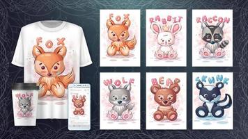 zeichentrickfigur entzückendes tier, hübsche zooidee für druckt-shirt, poster und kinderumschlag, postkarte. niedliche handgezeichnete tiere vektor