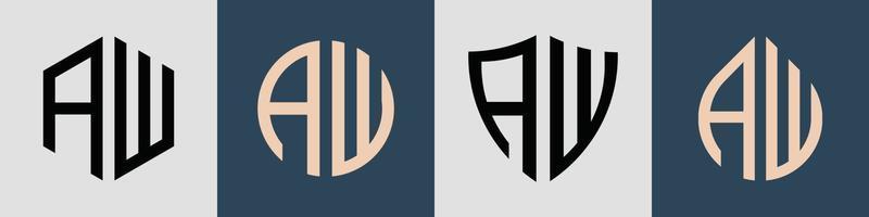 kreative einfache anfangsbuchstaben aw-logo-designs bündeln. vektor