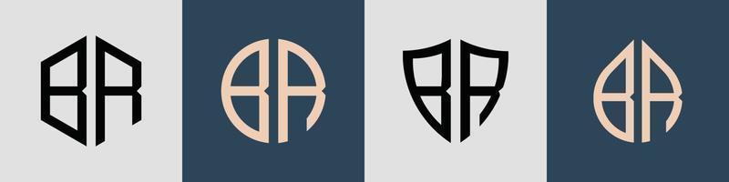 kreative einfache anfangsbuchstaben br logo designs paket. vektor