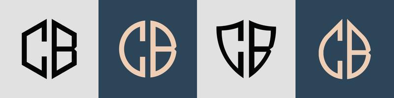 kreative einfache anfangsbuchstaben cb logo designs paket. vektor