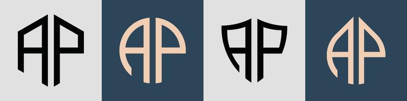 kreativa enkla initiala bokstäver ap logo designs paket. vektor