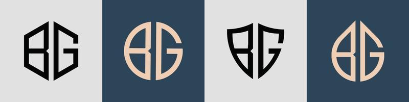 kreative einfache anfangsbuchstaben bg-logo-designs-bündel. vektor
