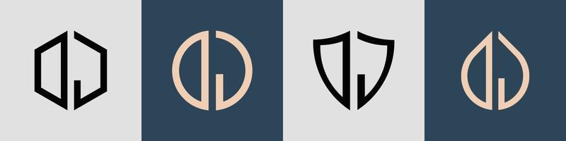 kreativa enkla initiala bokstäver dj-logotypdesigner bunt. vektor