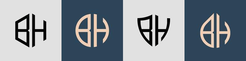 kreativa enkla initiala bokstäver bh logo designs paket. vektor