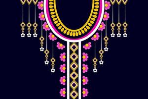 geometrische ethnische Halskette, buntes traditionelles Musterdesign der Ausschnittstickerei für Frauenkleidung, Schmuck, Kragenhemden, T-Shirt. vektor