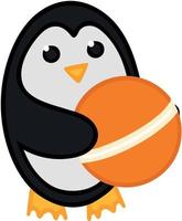 Pinguin mit einem Gummiball. Bild isoliert auf weißem Hintergrund. Vektor-Illustration. Gestaltungselement für das Emblem-Menü des Plakatetiketts vektor