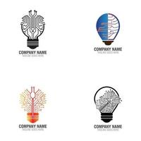 Glühbirnen-Technologie auf Schaltkreis-Logo-Design, elektrisches Licht-Technologie-Symbol vektor