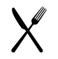 Messer und Gabel Geschirr isoliert auf weißem Hintergrund Icon-Set. einfache schwarze Schattenform Silhouette. Küche Essausrüstung Logo-Konzept. flache Vektorillustration. vektor