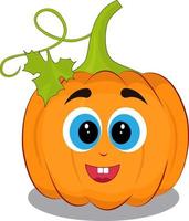 vektorillustration eines orange kürbises für halloween. lustiger kürbis mit großen augen für halloween. Emoji, Zeichentrickfigur, Skizzenvektor. Fröhliches Halloween. vektor