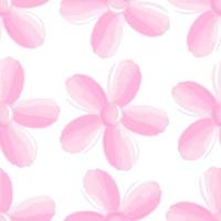 nahtlose Blumenmuster isoliert auf weißem Hintergrund. rosa vektorblume, karikaturpastellillustration. stoffdruckvorlage, tapeten- oder geschenkpapierdesign. vektor