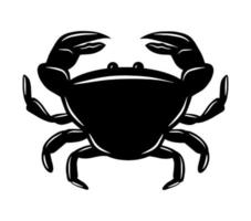 Krabben-Logo-Symbol, isoliertes Emblem, grafische Tierfisch-Silhouette, flacher schwarzer Aufkleber. vektor
