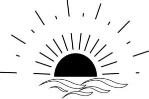 boho sunrise logotyp, sun line art vektor. solnedgång lager vektor logotypdesign