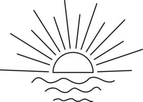 boho sonnenaufgang logo, sonnenlinie kunstvektor. Sonnenuntergang Vektor-Logo-Design vektor