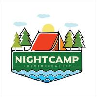 Abenteuer Nacht Expedition Lagerfeuer Camping Camp Logo Design Vektor Illustration