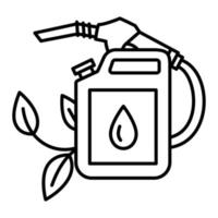 Zapfpistole mit wachsendem grünen Blatt und Kraftstoffkanister. ökologisches Biokraftstoffkonzept. Umweltfreundliche Industrie, Symbol für alternative Energie vektor