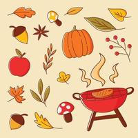 abgefallene Blätter auf Herbst-Icon-Sammlung vektor