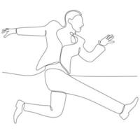 kontinuierliche Linienzeichnung des Mannes, der vor Glück springt. Vektor-Illustration. vektor