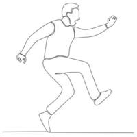 kontinuerlig linjeteckning av mannen som hoppar för lycka. vektor illustration.