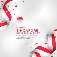 glad singapores självständighetsdag 9 augusti firande vektordesignillustration. mall för affisch, banner, reklam, gratulationskort eller print designelement vektor