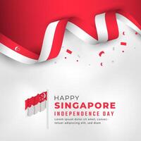 glad singapores självständighetsdag 9 augusti firande vektordesignillustration. mall för affisch, banner, reklam, gratulationskort eller print designelement vektor