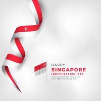 glad singapores självständighetsdag 9 augusti firande vektordesignillustration. mall för affisch, banner, reklam, gratulationskort eller print designelement vektor