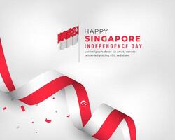 glad singapores självständighetsdag 9 augusti firande vektordesignillustration. mall för affisch, banner, reklam, gratulationskort eller print designelement vektor