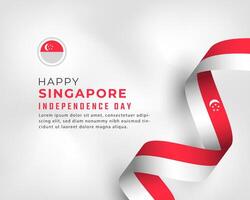 glad singapores självständighetsdag 9 augusti firande vektordesignillustration. mall för affisch, banner, reklam, gratulationskort eller print designelement vektor