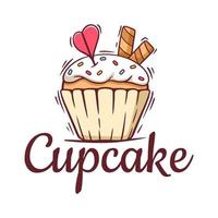 handgezeichnete Cupcake-Logo-Vorlage vektor