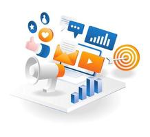 sociala medier digital marknadsföringsstrategi e-postföretagskampanj vektor