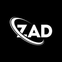 zad logotyp. zad brev. zad brev logotyp design. initialer zad logotyp länkad med cirkel och versaler monogram logotyp. zad typografi för teknik, företag och fastighetsmärke. vektor