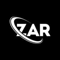 zar-Logo. Zar-Brief. zar-Brief-Logo-Design. Initialen Zar-Logo verbunden mit Kreis und Monogramm-Logo in Großbuchstaben. zar-typografie für technologie-, geschäfts- und immobilienmarke. vektor