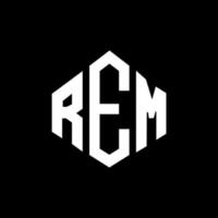rem-Brief-Logo-Design mit Polygonform. Rem-Polygon- und Würfelform-Logo-Design. Rem Sechseck-Vektor-Logo-Vorlage in weißen und schwarzen Farben. rem-monogramm, geschäfts- und immobilienlogo. vektor